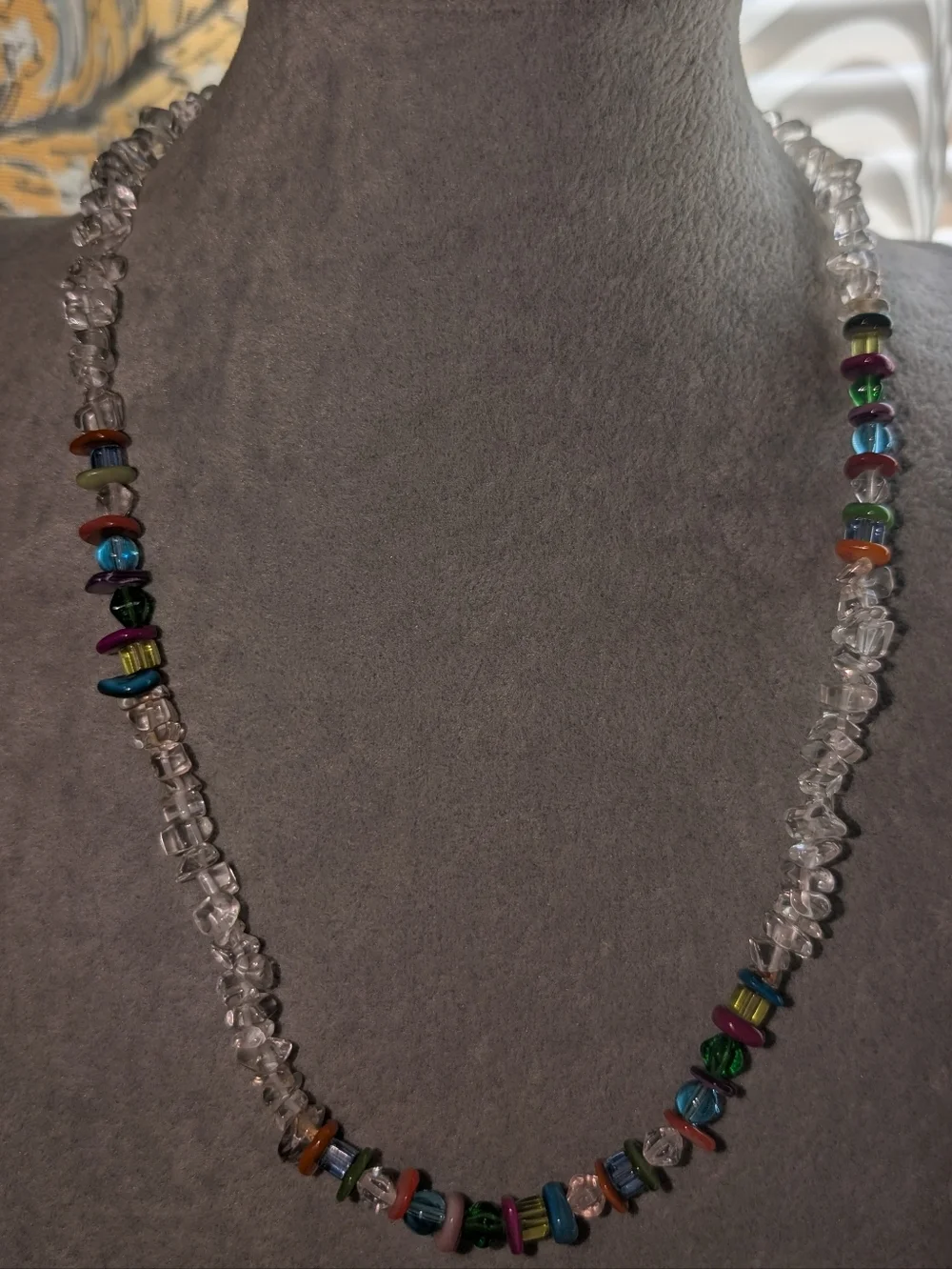 Multicolor Clear Crystal/Glass Chip Beaded Necklace